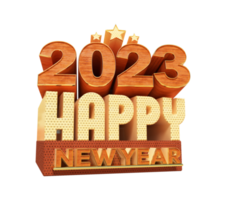 feliz ano novo 2023 e natal com rótulo de renderização 3d png