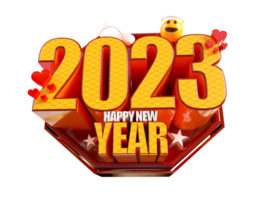 contento nuovo anno 2023 e Natale con 3d rendere etichetta png