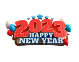 feliz año nuevo 2023 y navidad con etiqueta 3d render png