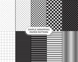 Collection of simple gift wrapping patterns. Dots and lines pattern vector