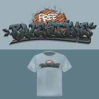 Modern t-shirt design. Free Palestine graffiti lettering vector