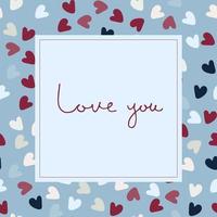 Happy Valentines Day greeting cards designs with hand drawn hearts, flowers and lettering vector