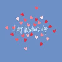 Happy Valentines Day greeting cards designs with hand drawn hearts, flowers and lettering vector