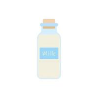 milk in bottle. Elements for design dairy products, logo farm, grocery store, health food, etc. Vector flat design illustration.