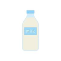 milk in bottle. Elements for design dairy products, logo farm, grocery store, health food, etc. Vector flat design illustration.