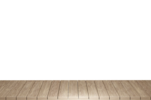 Wooden table, wood table top front view 3d render isolated png