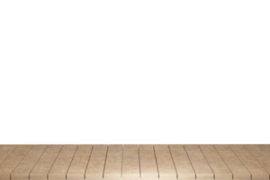 Wooden table, wood table top front view 3d render isolated png