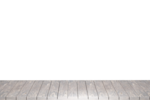 Wooden table, wood table top front view 3d render isolated png