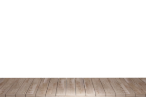 Wooden table, wood table top front view 3d render isolated png