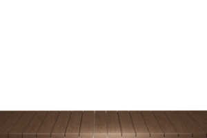 Wooden table, wood table top front view 3d render isolated png