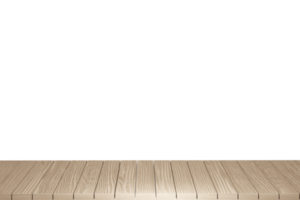 Wooden table, wood table top front view 3d render isolated png