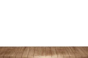 Wooden table, wood table top front view 3d render isolated png