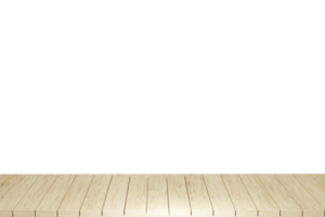 Wooden table, wood table top front view 3d render isolated png