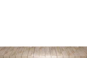 Wooden table, wood table top front view 3d render isolated png