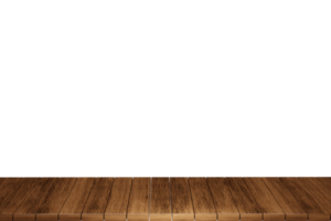 Wooden table, wood table top front view 3d render isolated png