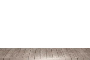 Wooden table, wood table top front view 3d render isolated png