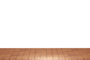 mesa de madera, vista frontal de la parte superior de la mesa de madera render 3d aislado png