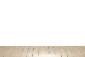 Wooden table, wood table top front view 3d render isolated png