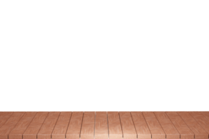 Wooden table, wood table top front view 3d render isolated png