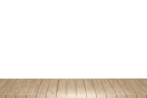 Wooden table, wood table top front view 3d render isolated png