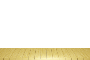 Wooden table, wood table top front view 3d render isolated png