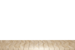 Wooden table, wood table top front view 3d render isolated png