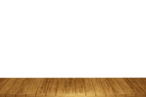 Wooden table, wood table top front view 3d render isolated png