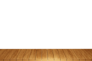 Wooden table, wood table top front view 3d render isolated png