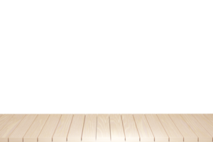 Wooden table, wood table top front view 3d render isolated png