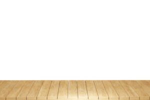 Wooden table, wood table top front view 3d render isolated png