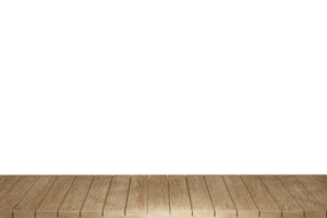 Wooden table, wood table top front view 3d render isolated png