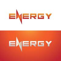 logotipo dinámico de fuente de texto de energía con relámpago - logotipo de energía moderna vector