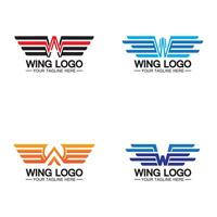 W letter for wings logo design, combination w letter and wings vector