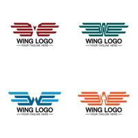 W letter for wings logo design, combination w letter and wings vector