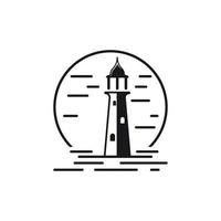 logotipo de icono de faro y diseño de torre de baliza de ilustración vectorial vector