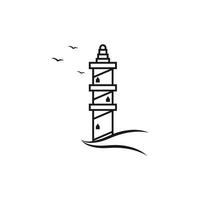 Lighthouse icon logo and vector illustration beacon tower design