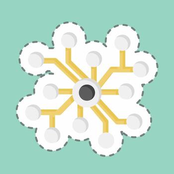 Sticker line cut Neural Network. related to Machine Learning symbol. simple design editable. simple illustration. simple vector icons