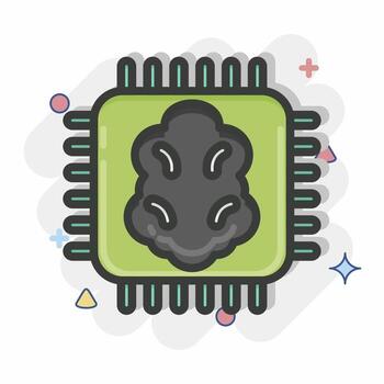Icon Artificial Intelligence. related to Machine Learning symbol. Comic Style. simple design editable. simple illustration. simple vector icons