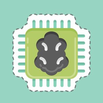 Sticker line cut Artificial Intelligence. related to Machine Learning symbol. simple design editable. simple illustration. simple vector icons