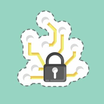 la línea de pegatinas corta los ataques de los adversarios. relacionado con el símbolo de aprendizaje automático. diseño simple editable. ilustración sencilla. iconos vectoriales simples vector