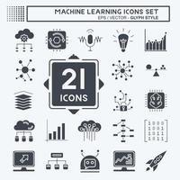 Icon Set Machine Learning. related to Machine Learning symbol. glyph style. simple design editable. simple illustration. simple vector icons