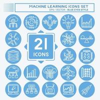 Icon Set Machine Learning. related to Machine Learning symbol. blue eyes style. simple design editable. simple illustration. simple vector icons