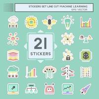 Sticker line cut Set Machine Learning. related to Machine Learning symbol. simple design editable. simple illustration. simple vector icons