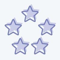 icono de cinco estrellas. relacionado con el símbolo de las estrellas. estilo de dos tonos. diseño simple editable. ilustración sencilla. iconos vectoriales simples vector