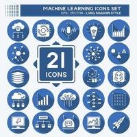 Icon Set Machine Learning. related to Machine Learning symbol. long shadow style. simple design editable. simple illustration. simple vector icons