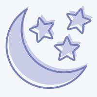 icono luna y estrellas. relacionado con el símbolo de las estrellas. estilo de dos tonos. diseño simple editable. ilustración sencilla. iconos vectoriales simples vector