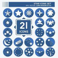 Icon Set Stars. related to Stars symbol. long shadow style. simple design editable. simple illustration. simple vector icons