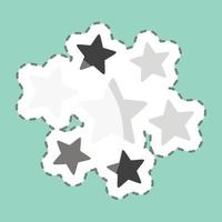 línea de pegatina corta estrellas alrededor. relacionado con el símbolo de las estrellas. diseño simple editable. ilustración sencilla. iconos vectoriales simples vector