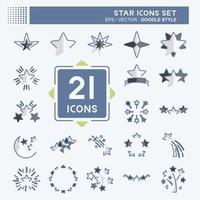 conjunto de iconos estrellas. relacionado con el símbolo de las estrellas. estilo garabato. diseño simple editable. ilustración sencilla. iconos vectoriales simples vector