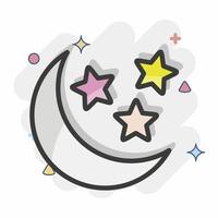 icono luna y estrellas. relacionado con el símbolo de las estrellas. estilo cómico diseño simple editable. ilustración sencilla. iconos vectoriales simples vector